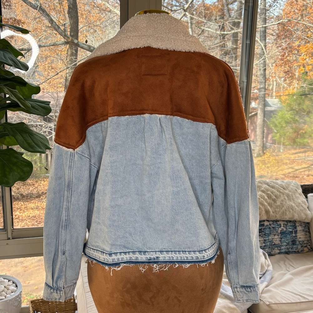 Blank NYC Light Blue Denim and Suede Shaper Jacket • Moto Style - Picture 9 of 10